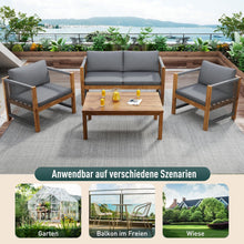 Load image into Gallery viewer, Zepneiy Salon de Jardin, Salon de Jardin 4 Personnes, avec canapé, Table Basse et Coussins, Housse en Tissu déhoussable et Lavable, Noir (Coussins d'assise Inclus)