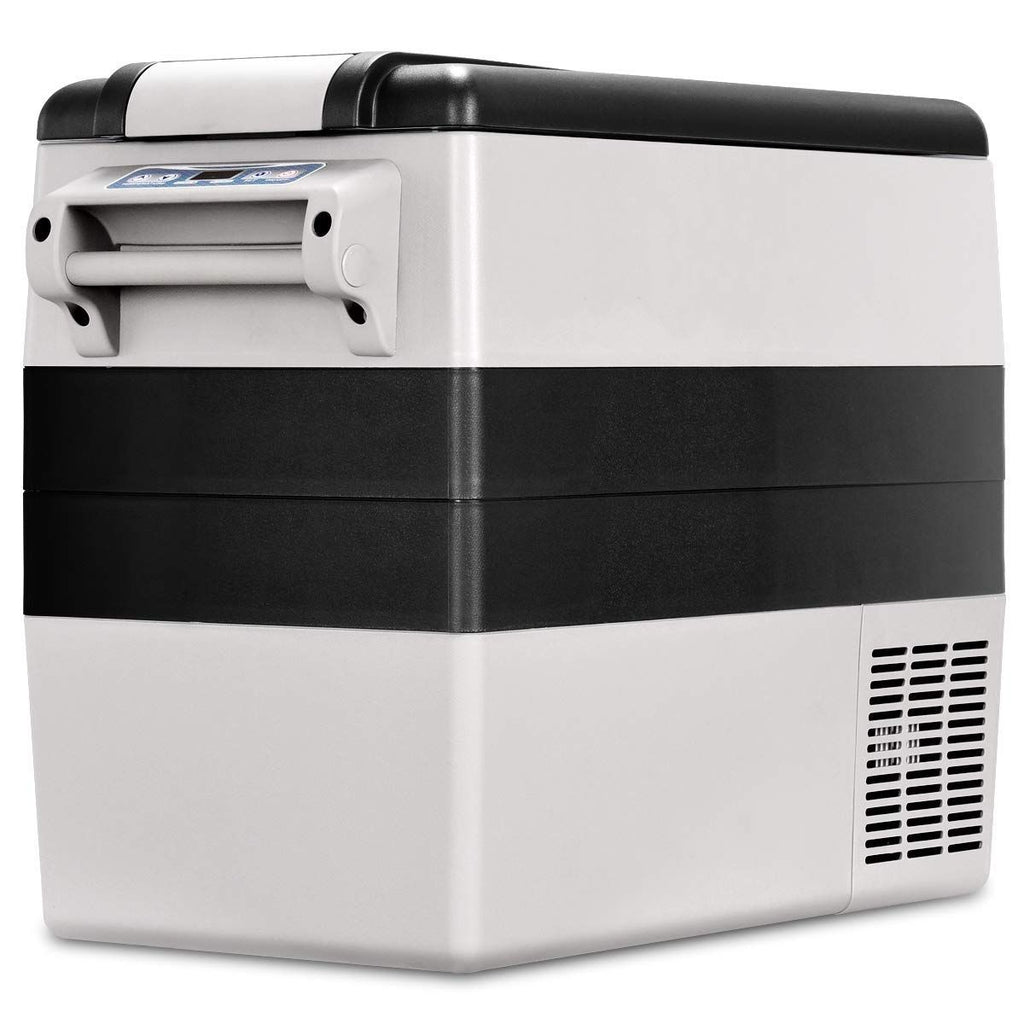 Réfrigérateur 52l de Voiture -20℃/+10℃ Mini Réfrigérateur Portable Ecran Lcd Adaptateur 69x34,5x52,5cm Noir+Gris