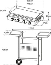 Load image into Gallery viewer, Happy Garden Plancha au gaz Valencia - 4 brûleurs 10kW + Chariot