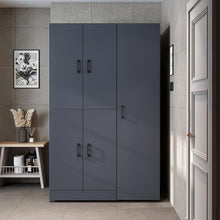 Load image into Gallery viewer, ROOMART Dora - Armoire de machine à laver - Pour sèche-linge et machine à laver - En 4 couleurs - Avec portes et panneau coulissant - Blanc - Chêne blanc - Chêne anthracite - Chêne blanc (chêne blanc)