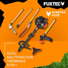 Load image into Gallery viewer, Fuxtec Débroussailleuse Thermique Multifonction 5 en 1 Multitool FX-MT152E - Easy Starter 3CV 52 cm³, Moteur 2 Temps, Élagueuse Taille Haie Coupe Bordure Avec Fil ou Lame 1 Mètre Rallonge