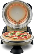 Load image into Gallery viewer, G3 Ferrari G10006 Pizza Express Delizia, 1200 W Pizza Oven, Adjustable Thermostat up to 400°C, Cooks Tasty Pizza in 5 Minutes, Double Resistance, Recipe Book and Spatulas Included - Black
