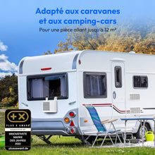 Load image into Gallery viewer, MEDION Smart Climatiseur Split P502 (5000 BTU, 3-en-1, Refroidir, Déshumidification, Ventilation, pour caravane, camping-car, kit de joint de fenêtre, mode sommeil, contrôle Wifi, Écran, MD 37735)