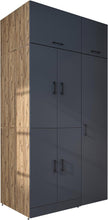 Load image into Gallery viewer, ROOMART Dora - Armoire de machine à laver - Pour sèche-linge et machine à laver - En 4 couleurs - Avec portes et panneau coulissant - Blanc - Chêne blanc - Chêne anthracite - Chêne blanc (chêne blanc)