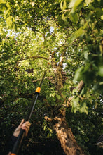 Load image into Gallery viewer, Fiskars Coupe-Branches Multifonctions Télescopique, pour Bois vert et Rameaux, Revêtement antiadhésif, Lame en acier/manche en aluminium, longueur 2,4 - 4 m, noir/orange, UPX86, 1023624