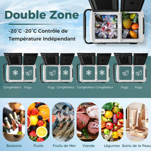 Load image into Gallery viewer, Glacière Électrique Portable Double Zone 40L Réfrigérateur de Voiture 12 V à Compresseur -20℃ ~ 2012/24V CC et 100-240V CA Noir -