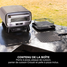Load image into Gallery viewer, Ninja Woodfire Four à pizza extérieur électrique 8-en-1, rotissoire &amp; fumoir barbecue avec grille, plaque pro-heat, pierre à pizza, granulés de bois et pelle, 6 réglages, orange foncé OO101EU