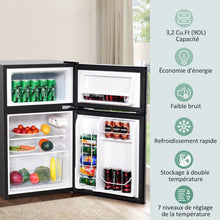Load image into Gallery viewer, Réfrigérateur Compact Mini-réfrigérateur 90 L Congélateur Séparé avec Design à 2 Portes Fonctionnement Silencieux Blanc/Gris/Noir