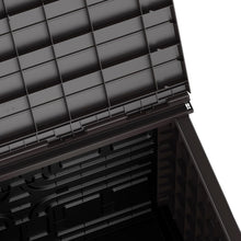 Load image into Gallery viewer, Duramax StoreAway 1200L Plastic Garden Shed/ Flat Lid, Outdoor Storage Shed, Wheelie Bin Hideaways, Wheelie bin box, Durable Construction, Ideal for Bikes, BBQs &amp; 2x 240L Bins, 145x85x125 cm, Brown