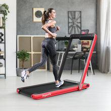 Load image into Gallery viewer, Tapis de Course Pliable 0,75HP Double Affichage LED APP et Télécommande Vitesse Motorisé 12 km/h Surface 40x100cm Rouge
