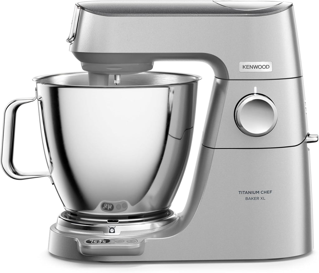 Kenwood Titanium Chef Baker KVC65.001WH, Pastry Robot with Integrated Scales, Including 3-Piece Pastry Set, Spatula & Splash Protection, 1200 W, White