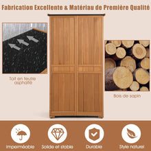 Load image into Gallery viewer, Abri de Jardin En Bois 160 Cm Toit en Asphalte 2 Portes Verrouillables avec Loquet Armoire Cabane en Sapin Pré-Huilé Imperméable 3 Étagères Amovibles Naturel