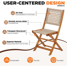 Load image into Gallery viewer, AECOJOY 5 Piece Outdoor Patio Dining Set, Acacia Wood Outdoor Table and Chairs with Wheels
