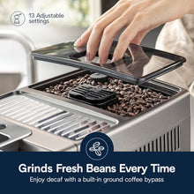 Load image into Gallery viewer, De'Longhi Dinamica LatteCrema Espresso Machine with Automatic Milk Frother for Latte, Cappuccino, Built-in Grinder, Silver, ECAM35075SI