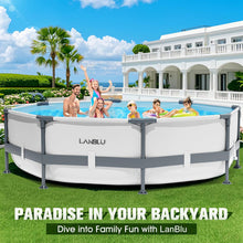 Load image into Gallery viewer, LanBlu Piscine Tubulaire Ronde 300 x 300 x 76cm, Piscine Hors Sol Ronde avec Matériau Anti-Crevaison, Grande Piscines Steel Frame Adulte Vidange Rapide, Piscines Tubulaire Jardin pour Toute la Famille
