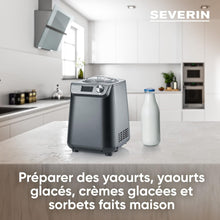 Load image into Gallery viewer, SEVERIN 2-in-1 Ice Cream Maker Compact 135 W, Electric Ice Cream Maker and Yogurt Maker with 1.2 L Capacity, Ice Maker with Recipe Book, Black, EZ 7407