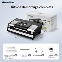 Load image into Gallery viewer, FRESKO Automatic Vacuum Sealer Machine, 140 Watts, Hands-Free Vacuum Machine, Dry/Wet Detection, 2 Roll Bag, Built-in Cutter and Bag Storage (AutoMax V8)