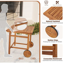 Load image into Gallery viewer, AECOJOY 5 Piece Outdoor Patio Dining Set, Acacia Wood Outdoor Table and Chairs with Wheels