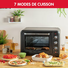 Load image into Gallery viewer, Moulinex Four électrique 39 L, 7 modes de cuisson, Chaleur tournante, Thermostat réglable jusqu’à 240° C, Tournebroche, Minuteur 120 min, Grille réversible, Optimo noir OX485810