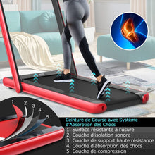 Load image into Gallery viewer, Tapis de Course Pliable 0,75HP Double Affichage LED APP et Télécommande Vitesse Motorisé 12 km/h Surface 40x100cm Rouge
