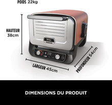 Load image into Gallery viewer, Ninja Woodfire Four à pizza extérieur électrique 8-en-1, rotissoire &amp; fumoir barbecue avec grille, plaque pro-heat, pierre à pizza, granulés de bois et pelle, 6 réglages, orange foncé OO101EU