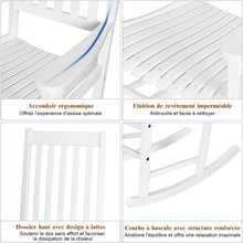 Load image into Gallery viewer, Fauteuil à Bascule en Bois d'Acacia Chaise Berçante pour Jardin Pelouse Balcon Blanc -