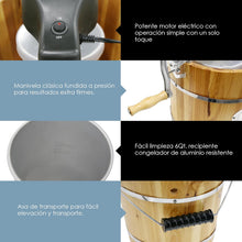 Load image into Gallery viewer, Elite Gourmet EIM916 Sorbetière électrique vintage en bois des Appalaches, 5,7 L, avec manivelle moulée sous pression, préparation de crème glacée avec sel gemme en quelques minutes, pin