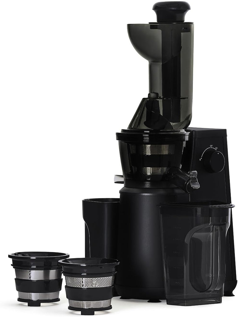 Extracteur de Jus de Fruits et Légumes vertical GSX24 H.Koenig Centrifugeuse Vitamin + sans BPA - 82 mm Large Bouche - 3 tamis pour jus fin ou épais et sorbet - Pression douce - 50 tours 400 W