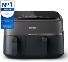 Load image into Gallery viewer, Philips Air Fryer 3000 Series Double Basket - Healthy, Fast and Versatile Cooking, 9 Litre Capacity, Touch Screen, Two Drawer Design (NA350/00)