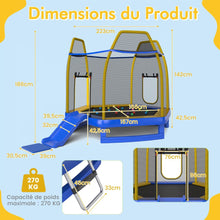 Load image into Gallery viewer, Trampoline Extérieur Ø 223cm avec Toboggan&amp;Echelle avec Filet de Sécurité 2 Portes en U Charge 270kg pour 2-3 Enfants de 3 Ans+ Bleu/Vert