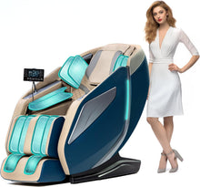 Load image into Gallery viewer, HealthRelife Fauteuil de Massage Complet du Corps avec Balayage corporel Mains robotiques 3D Housse de siège de Massage Shiatsu Intelligente avec Fonction vocale Chauffage du Dos (Bleu)