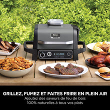 Load image into Gallery viewer, Ninja Woodfire Barbecue électrique et fumoir Pro XL avec thermomètre, barbecue et Air fryer d'extérieur 4-en-1 avec système Smart Cook et granulés Woodfire, portatif, gris/noir, OG850EU