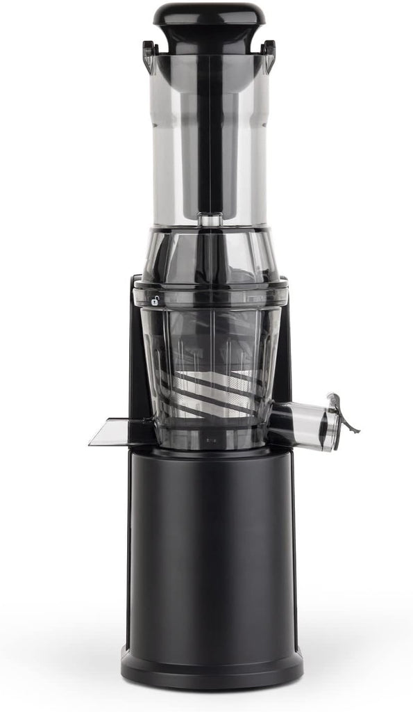 H.Koenig GSX12 Vertical Juice Extractor Stainless Steel Black, Fruit and Vegetable Juice, BPA Free, 82 mm Wide Mouth, Soft Pressure, 1 Litre, 400 W