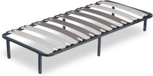Load image into Gallery viewer, SAMPUR - Morpholattes bed base | 90 x 190 cm | 7 legs included | Grey | 25 cm high | epoxy lacquered metal frame | Extra wide slats | 5 support zones