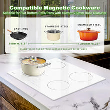 Load image into Gallery viewer, GIONIEN Plaque à Induction 4 Foyers 60cm Blanc,16Amp Plaque à Induction Encastrable,Table de cuisson électrique intégrée avec zone de pont, Table de cuisson,2800W