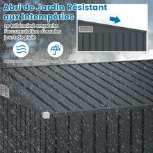 Load image into Gallery viewer, Abri de Jardin Extérieur Abri à Outils de Jardin avec 2 Portes Design Incliné Aérations Cadre en Métal Galvanisé 235x117x185cm Gris Foncé