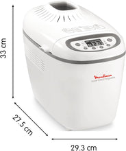 Load image into Gallery viewer, Moulinex Home Bread Baguette Machine à petits pains, 16 programmes, Résultats homogènes, Jusqu'à 1,5 kg de pain frais, Plaques croustillants, 3 niveaux de dorage OW610110, Blanc
