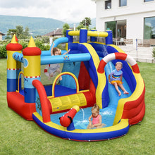 Load image into Gallery viewer, Château Gonflable Style Bateau avec Toboggan Incurvé Zone de Saut Mur d'Escalade avec Gonfleur 450 W