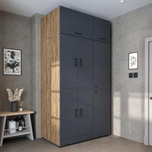 Load image into Gallery viewer, ROOMART Dora - Armoire de machine à laver - Pour sèche-linge et machine à laver - En 4 couleurs - Avec portes et panneau coulissant - Blanc - Chêne blanc - Chêne anthracite - Chêne blanc (chêne blanc)
