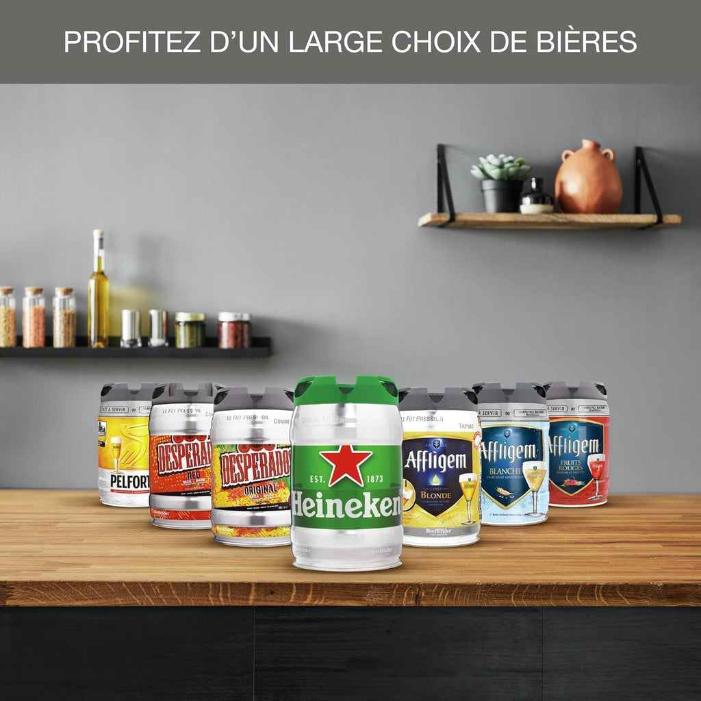 Krups Beertender Draft Beer Machine, 5 L Kegs, Heineken Group Brands, Indicator Light, Perfect Temperature and Foam, Cold Beer, Easy Installation, Compact VB452E10