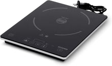 Load image into Gallery viewer, SEVERIN Mini-Four à chaleur tournante 42 L avec pierre à pizza et tournebroche, Four posable 1 800 W design élégant, électrique avec minuteur 120 min, Noir/Inox, TO 2058