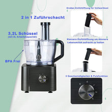 Load image into Gallery viewer, TopStrong Multifunctional Food Processor, 1100 W Multifunctional Food Processor, 11 in 1 Food Processor Included Chopper, Kneader Hook, Blender, Citrus Press and Coffee Grinder, 3.2L Bowl and 1.5L