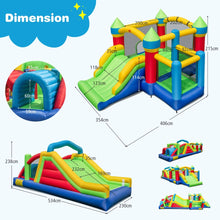 Load image into Gallery viewer, Château Gonflable pour 4 Enfants avec 2 Toboggans Tunnels Zone de Rebond Escalade Obstacles Maison de Jeu avec Souffleur de 680 W