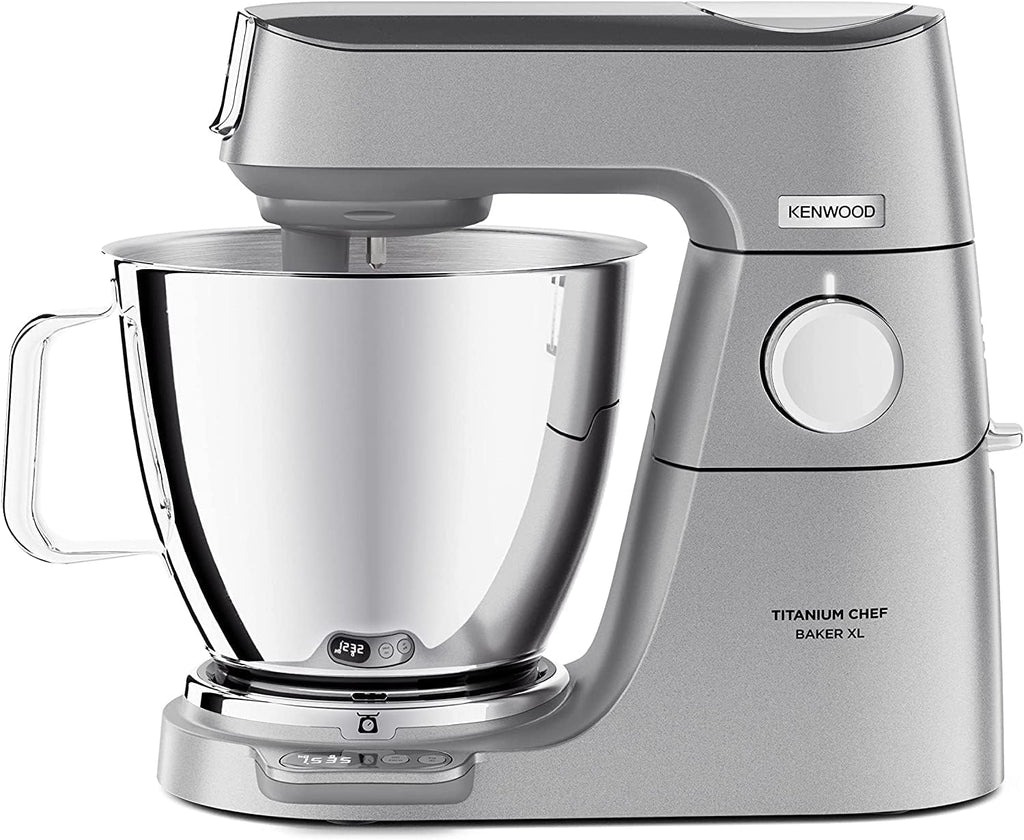 Kenwood Titanium Chef Baker KVC65.001WH, Pastry Robot with Integrated Scales, Including 3-Piece Pastry Set, Spatula & Splash Protection, 1200 W, White