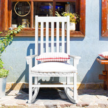 Load image into Gallery viewer, Fauteuil à Bascule en Bois d'Acacia Chaise Berçante pour Jardin Pelouse Balcon Blanc -
