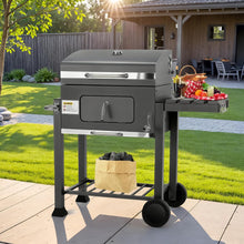Load image into Gallery viewer, Barbecue Charbon de Bois XL, Chariot à Barbecue, Grill XL à Charbon avec Couvercle, Roues et Thermomètre, Réglable en Hauteur, Grand Barbecue au Charbon de Bois, pour Camping et Jardin, Noir