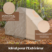 Load image into Gallery viewer, Tente de Camping Gonflable 6 m² pour 4-6 Personnes Tente en Coton Coupe-vent et Imperméable avec Pompe 7 Fenêtres à Moustiquaire Beige