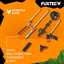 Load image into Gallery viewer, Fuxtec Débroussailleuse Thermique Multifonction 5 en 1 Multitool FX-MT152E - Easy Starter 3CV 52 cm³, Moteur 2 Temps, Élagueuse Taille Haie Coupe Bordure Avec Fil ou Lame 1 Mètre Rallonge