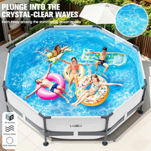 Load image into Gallery viewer, LanBlu Piscine Tubulaire Ronde 300 x 300 x 76cm, Piscine Hors Sol Ronde avec Matériau Anti-Crevaison, Grande Piscines Steel Frame Adulte Vidange Rapide, Piscines Tubulaire Jardin pour Toute la Famille