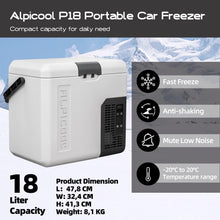 Load image into Gallery viewer, Alpicool LGMP8 8L Glaciere Portable Réfrigérateur Voiture Camping Congélateur 12/24V Mini Frigo pour Maison, Bureau ou Pique-Nique en Plein Air/ -20 à 20℃(Batterie Non Incluse)